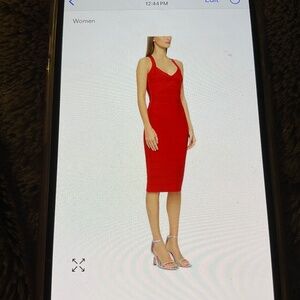 Hervé Léger Crisscross Back Bandage Dress Red